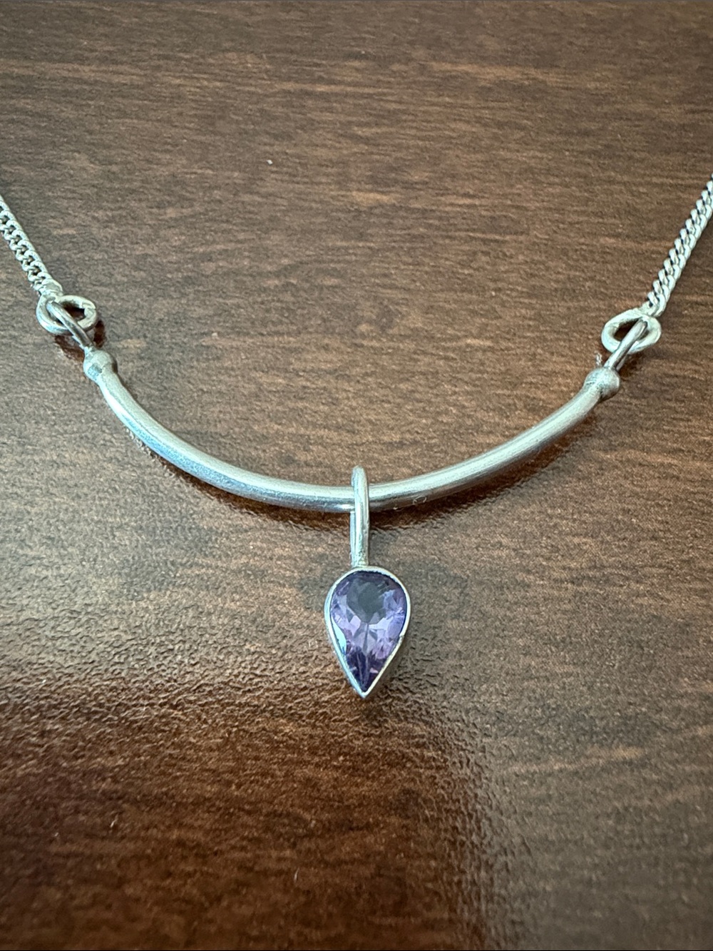 Exotic 925 sterling silver necklace with natural purple amethyst gemstone